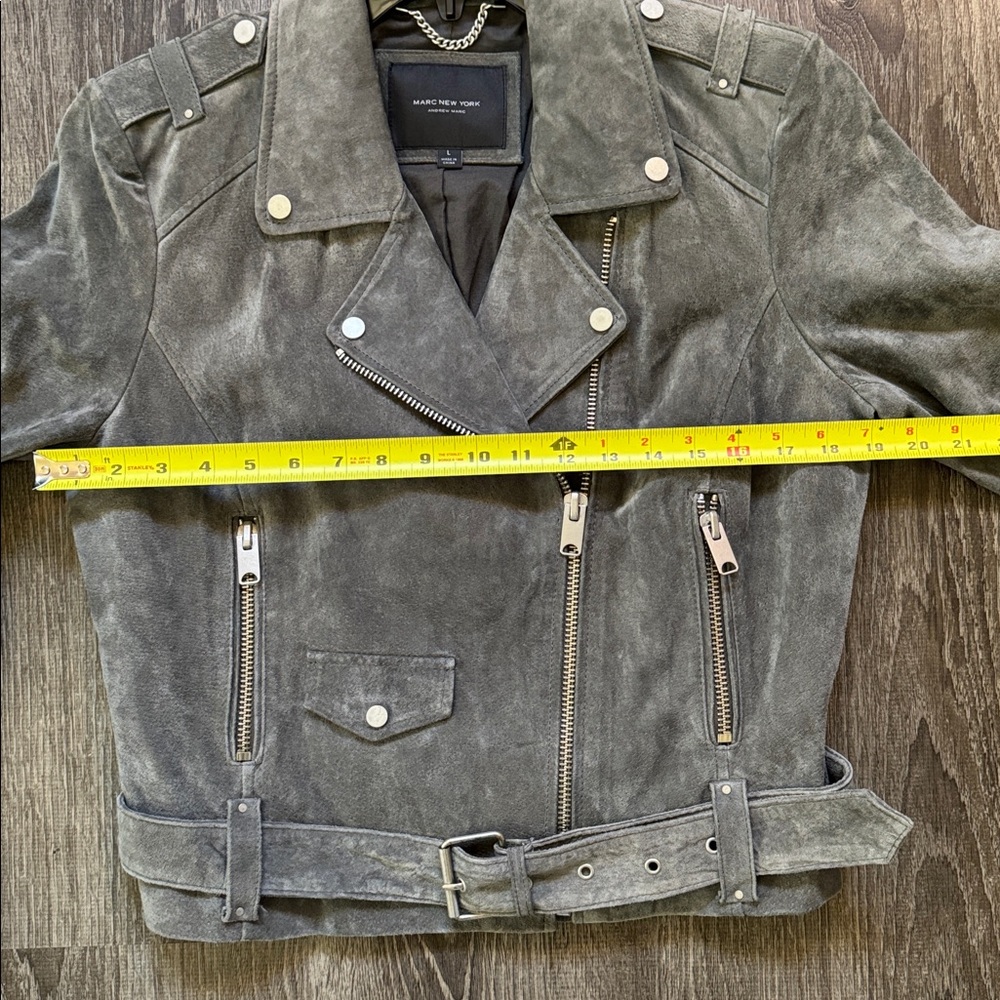 Marc New York Gray Suede biker jacket. - Picture 3 of 11